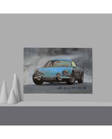 Cadre Alpine A110 Bleu Fond Gris