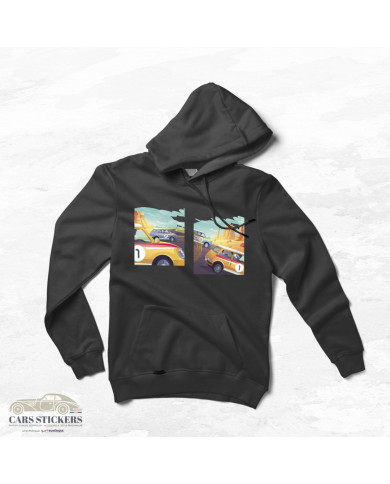 Sweat à capuche noir avec motif de course pour passionnés de sport automobile