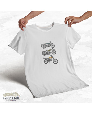 T-shirt blanc à col rond - 3 motos