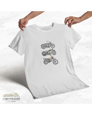 T-shirt blanc à col rond - 3 motos