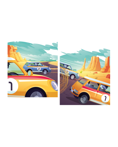 T-shirt blanc à col rond - Course de voitures pop