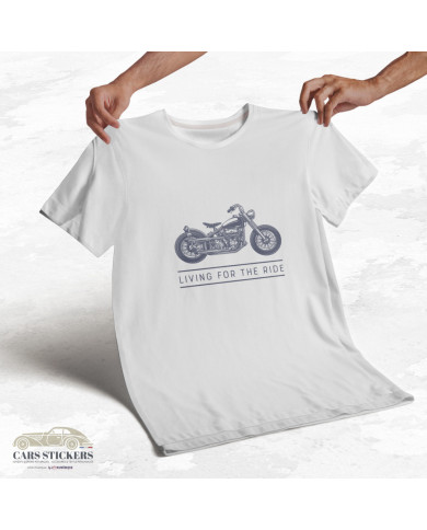 T-shirt blanc à col rond - Living for the Ride