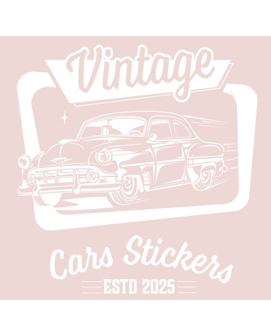 T-shirt rose pâle à col rond - Vintage Cars Stickers blanc