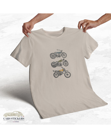 T-shirt beige à col rond - 3 motos