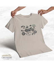 T-shirt beige à col rond - Mécanique Motorbike