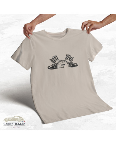 T-shirt beige à col rond - Black & White Racing