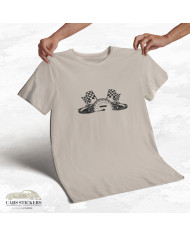 T-shirt beige à col rond - Black & White Racing