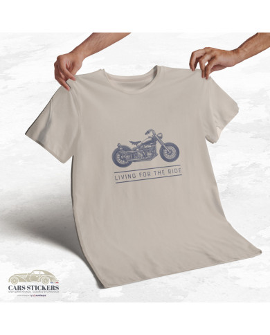 T-shirt beige à col rond - Living for the Ride