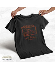 T-shirt noir à col rond - Vintage Cars Stickers Bordeaux