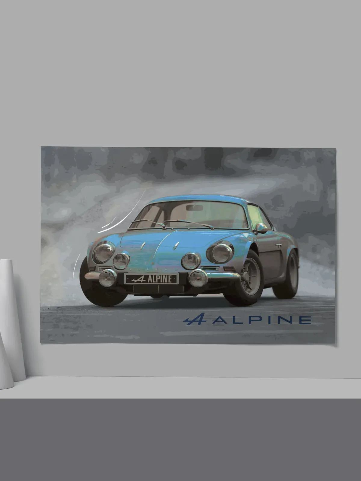 Cadre Alpine A110 Bleu Fond Gris