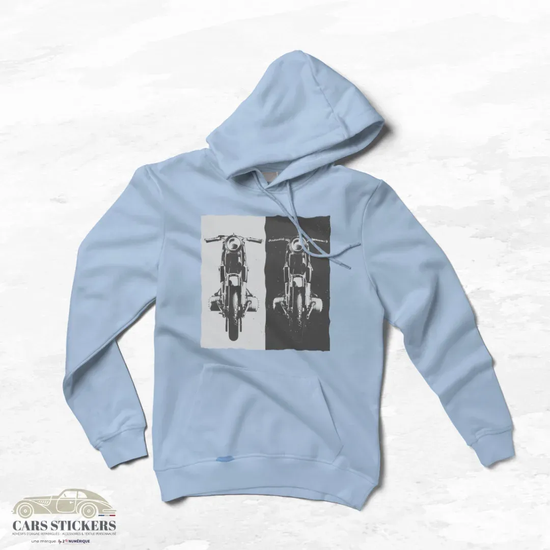 Sweat Bleu Ciel - Motos contrastées