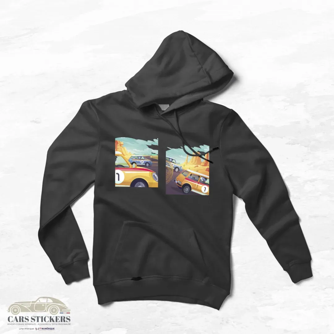 Sweat Noir - Course de voitures pop