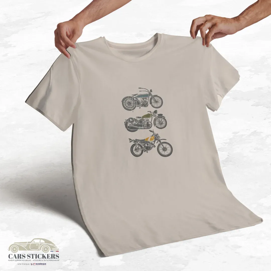 T-shirt beige à col rond - 3 motos
