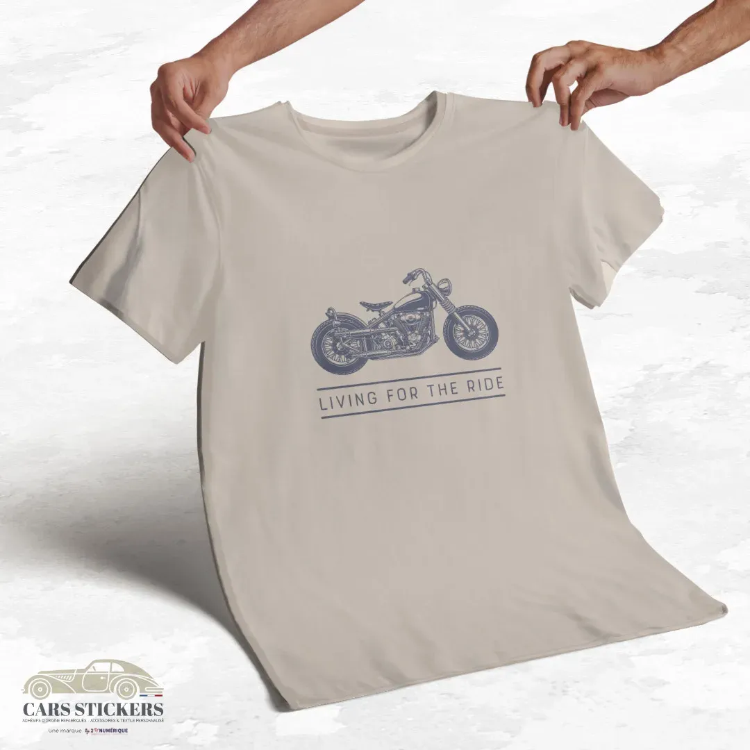 T-shirt beige à col rond - Living for the Ride
