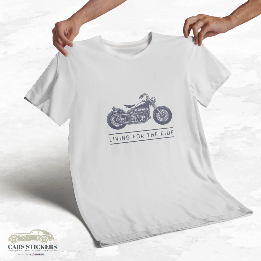 T-shirt blanc à col rond - Living for the Ride