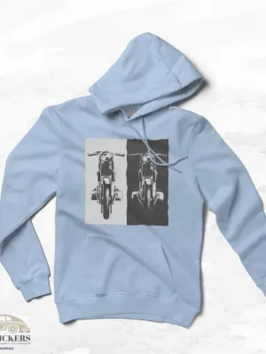 Sweat Bleu Ciel - Motos contrastées