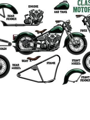 T-shirt vert kaki à col rond - Mécanique Motorbike