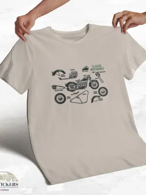 T-shirt beige à col rond - Mécanique Motorbike