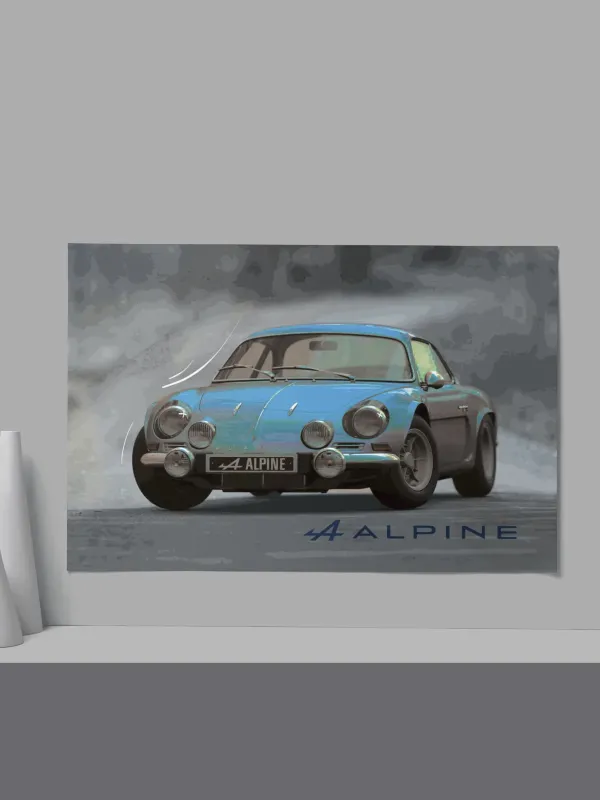 Cadre Alpine A110 Bleu Fond Gris