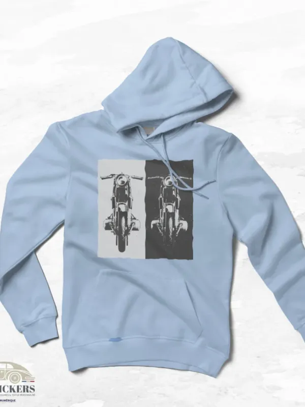 Sweat Bleu Ciel - Motos contrastées