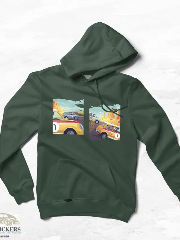 Sweat Vert foncé - Course de voitures pop