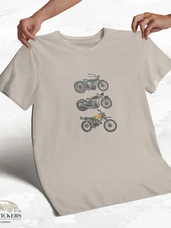 T-shirt beige à col rond - 3 motos