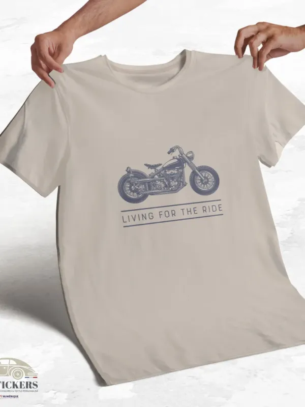 T-shirt beige à col rond - Living for the Ride