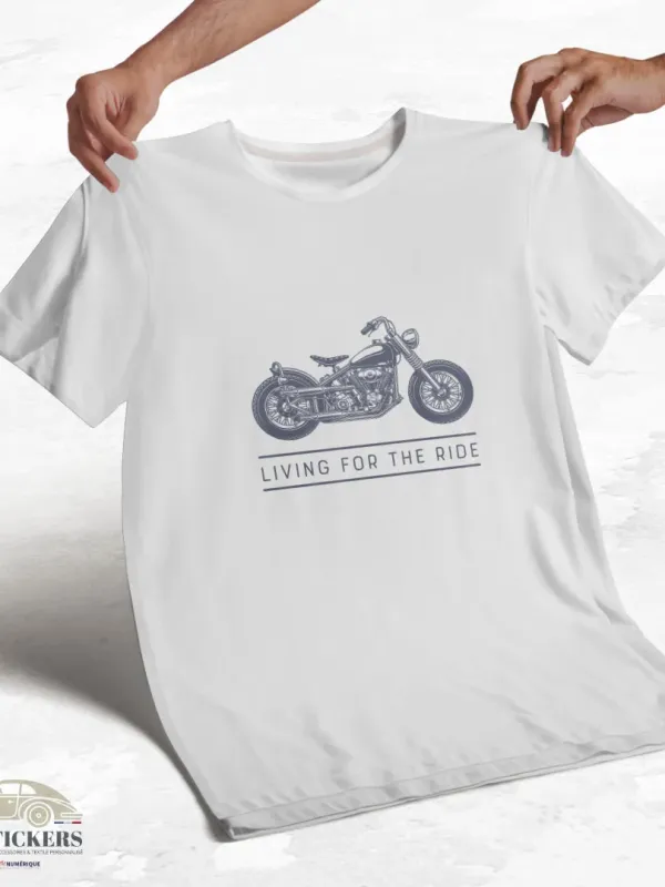T-shirt blanc à col rond - Living for the Ride