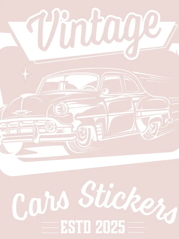 T-shirt rose pâle à col rond - Vintage Cars Stickers blanc
