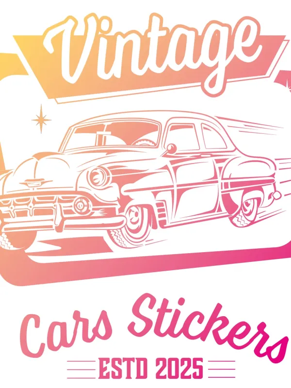 T-shirt rose pâle à col rond - Vintage Cars Stickers orange et rose