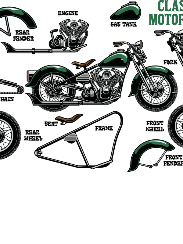T-shirt vert kaki à col rond - Mécanique Motorbike